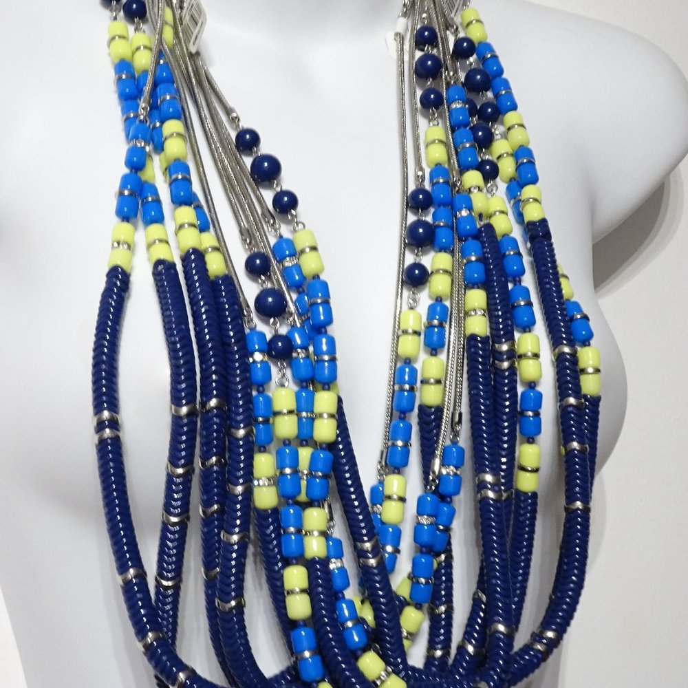 Ann Tayor LOFT NAVY YELLOW BEAD Necklace WHOLESALE